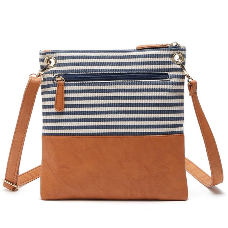 Patchwork Striped Shoulder Bag