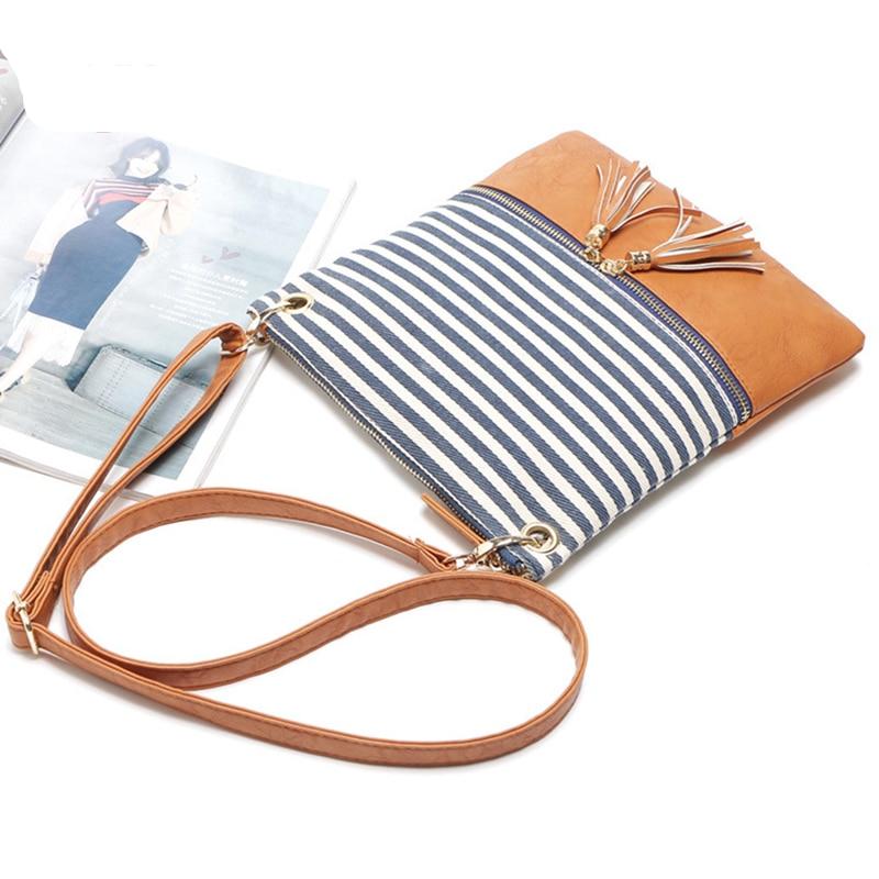 Patchwork Striped Shoulder Bag
