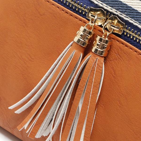 Patchwork Striped Shoulder Bag