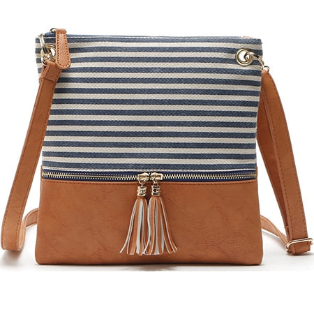 Patchwork Striped Shoulder Bag