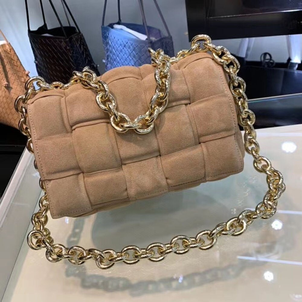 Compact Suede Chain Shoulder Bag