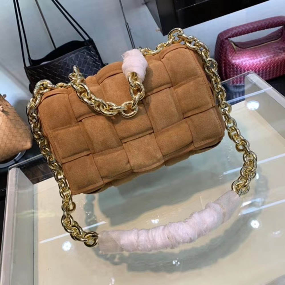 Compact Suede Chain Shoulder Bag