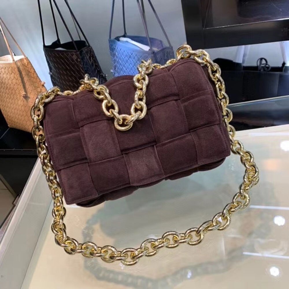 Compact Suede Chain Shoulder Bag