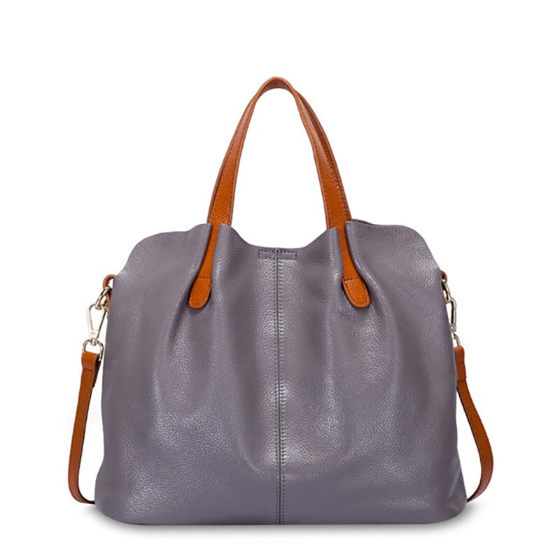 Solid Color Leather Tote Bag