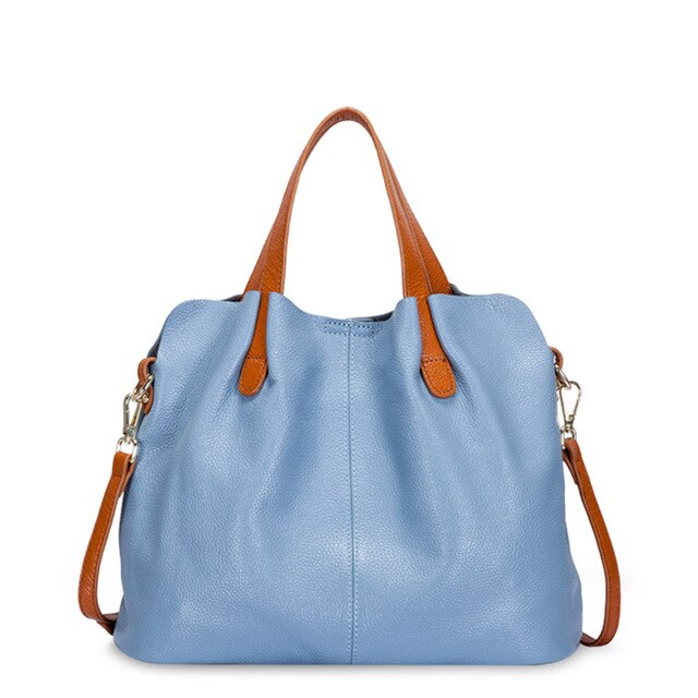 Solid Color Leather Tote Bag