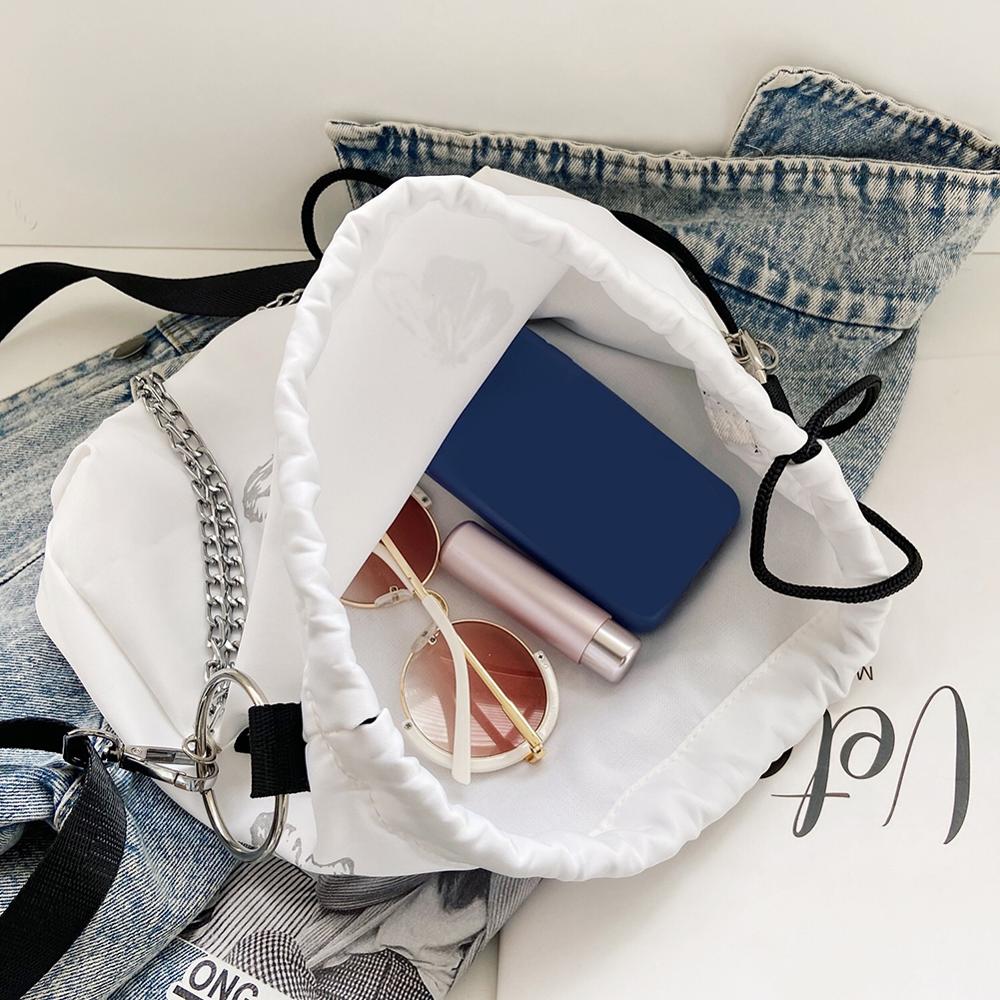 Luminous Butterfly Printed Drawstring Messenger Bag for Women