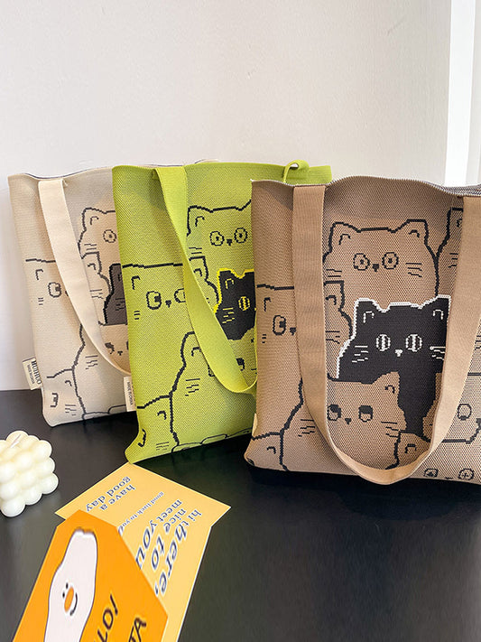 Contrast Color Split-Joint Woven Handbag Bags