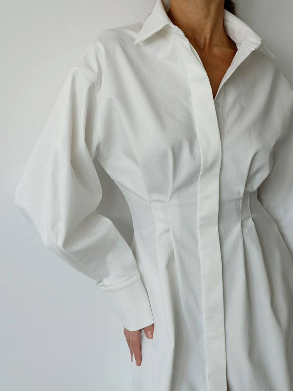 Casual Elegant Solid Patchwork Turndown Collar Shirt  Dresses