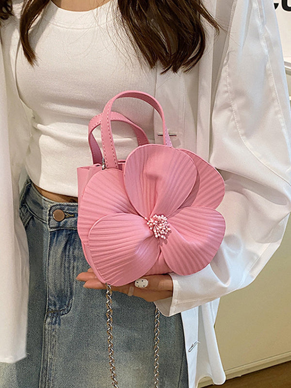 Flower Shape Pleated Split-Joint Tote Bags Handbags Crossbody Bags Bags