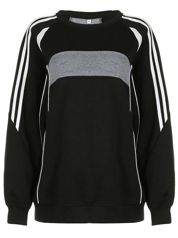 Retro Sport Contrast Color Splice Sweatshirt