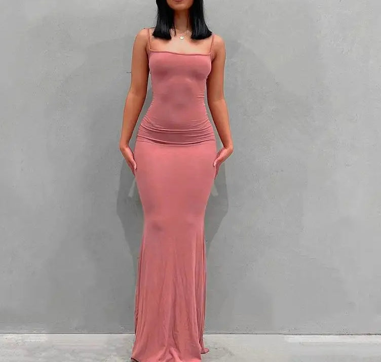 Satin Slip Backless Maxi Dress