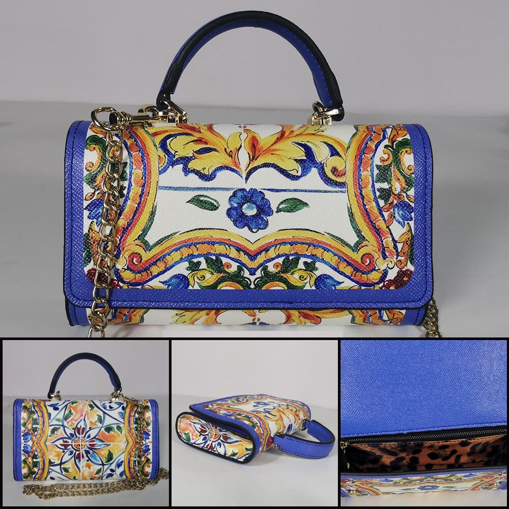 Colorful Printed Chain Mini Handbag