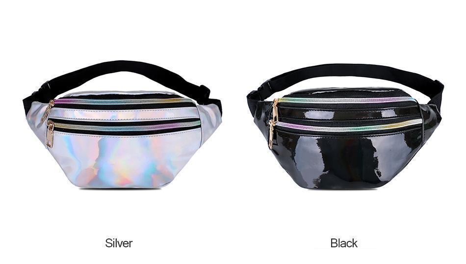 Holographic Geometric Patterned Waist Bag