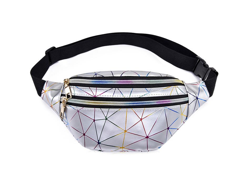 Holographic Geometric Patterned Waist Bag