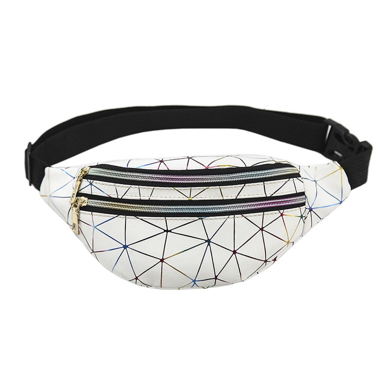 Holographic Geometric Patterned Waist Bag