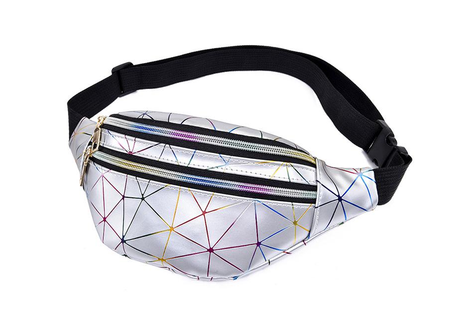 Holographic Geometric Patterned Waist Bag