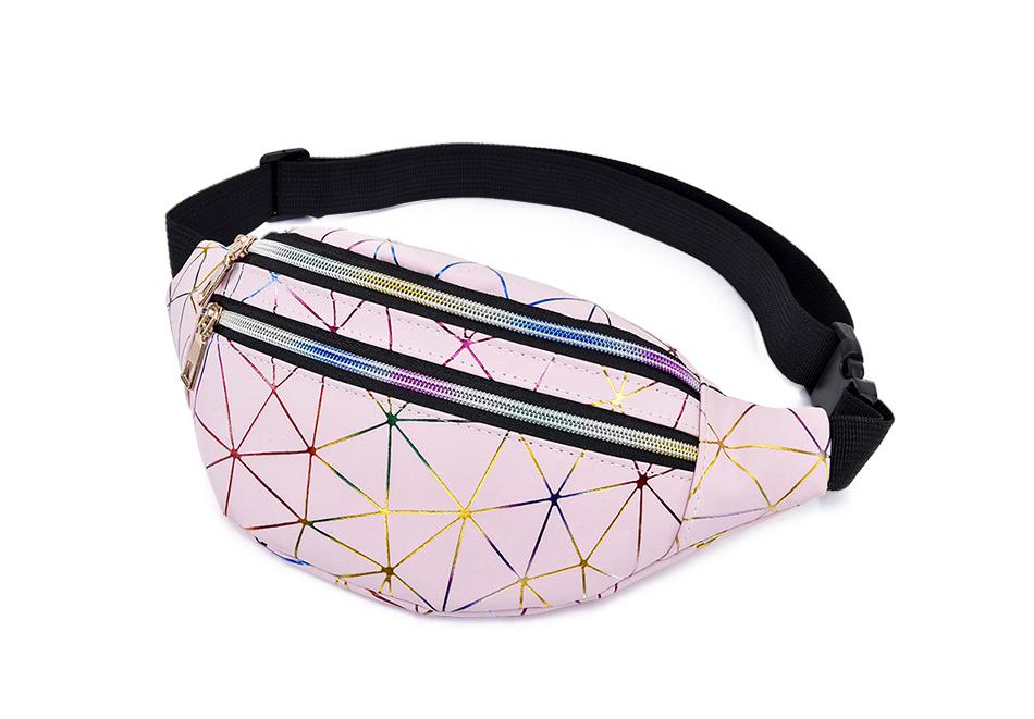 Holographic Geometric Patterned Waist Bag