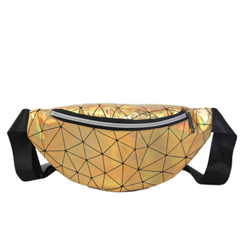 Holographic Geometric Patterned Waist Bag