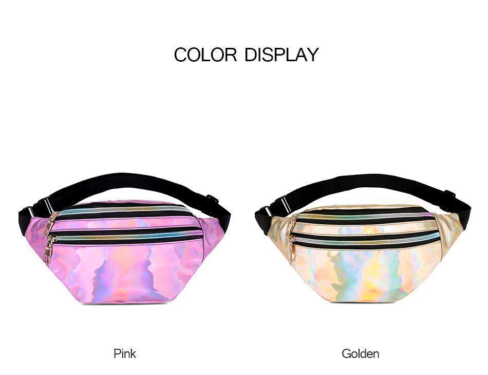 Holographic Geometric Patterned Waist Bag