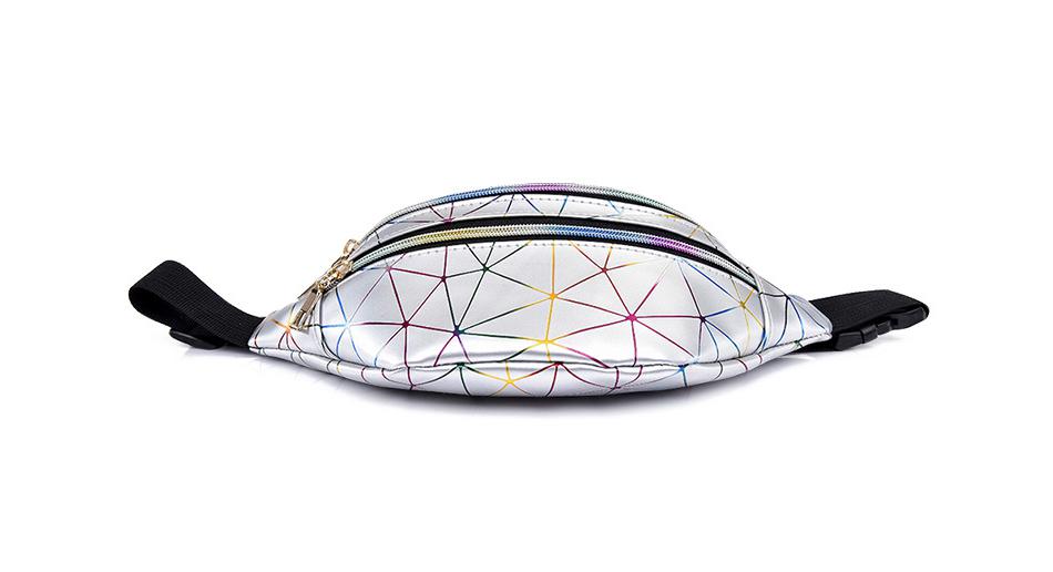Holographic Geometric Patterned Waist Bag