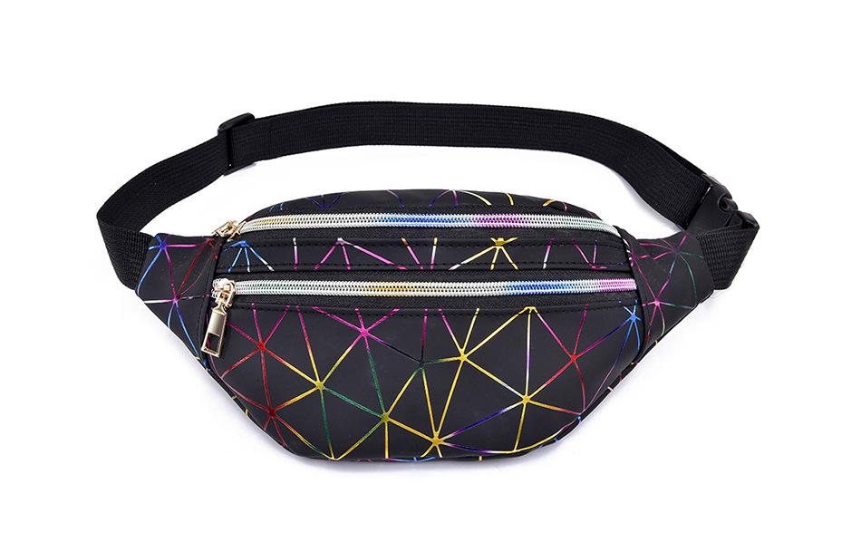 Holographic Geometric Patterned Waist Bag