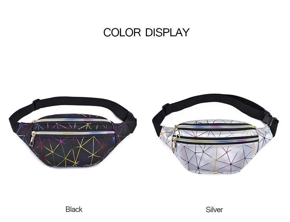 Holographic Geometric Patterned Waist Bag