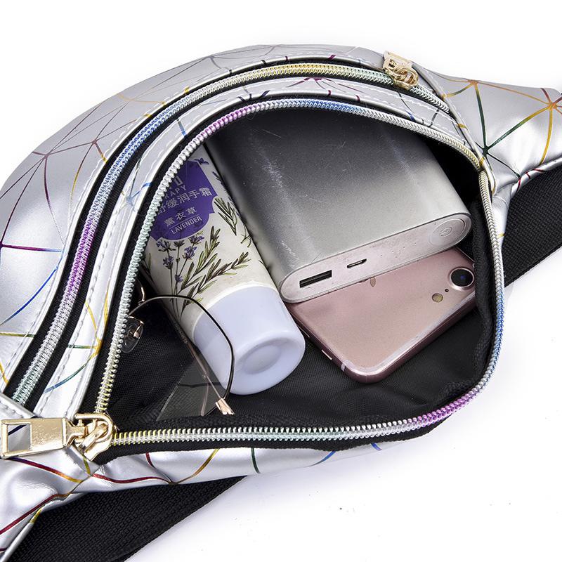 Holographic Geometric Patterned Waist Bag