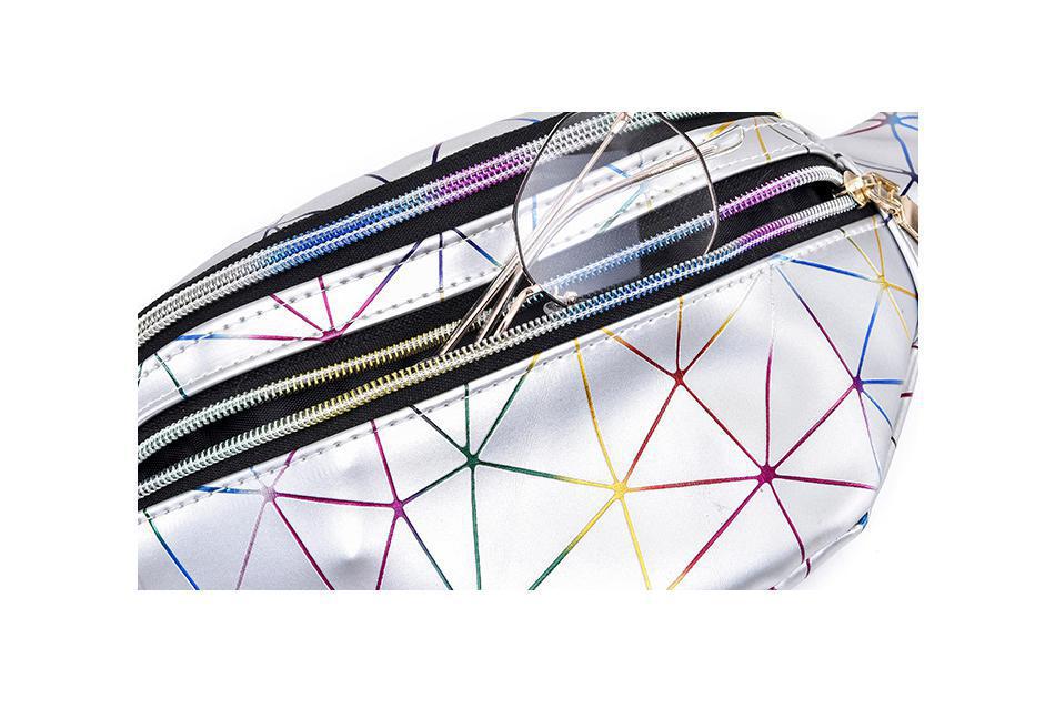 Holographic Geometric Patterned Waist Bag