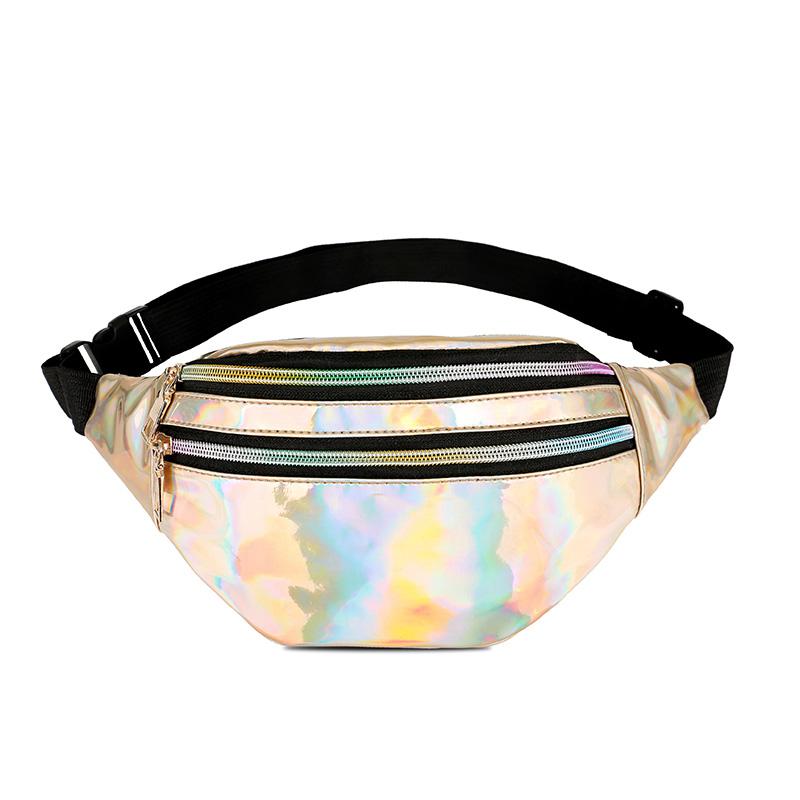 Holographic Geometric Patterned Waist Bag