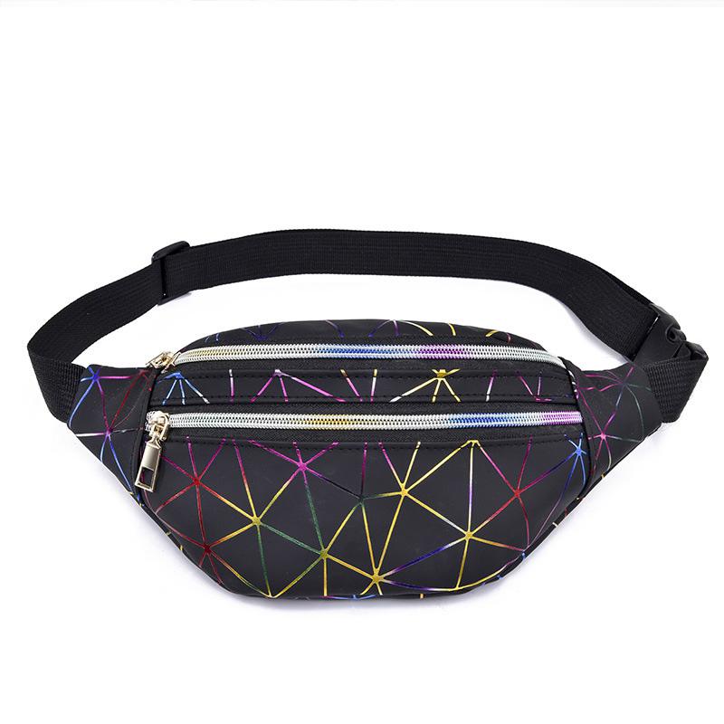 Holographic Geometric Patterned Waist Bag