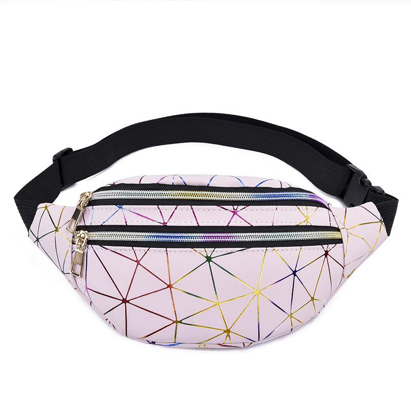 Holographic Geometric Patterned Waist Bag