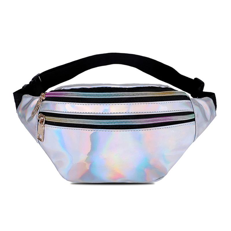 Holographic Geometric Patterned Waist Bag
