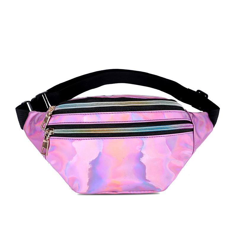 Holographic Geometric Patterned Waist Bag