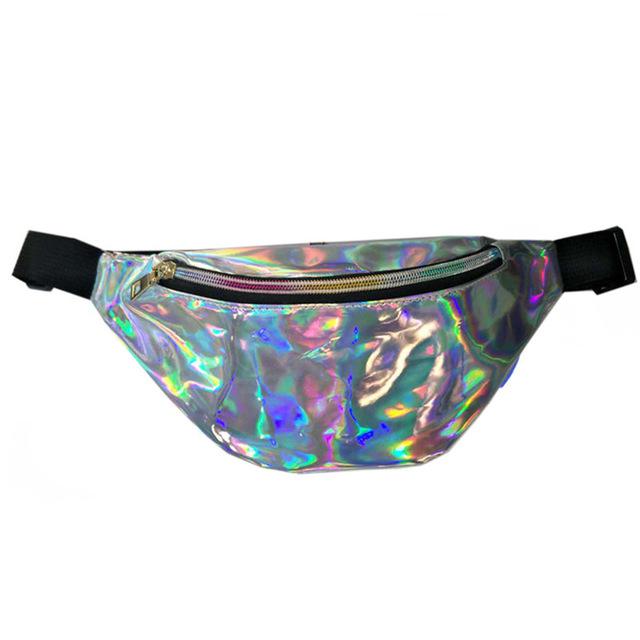 Holographic Geometric Patterned Waist Bag