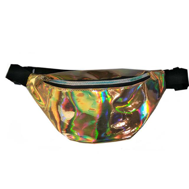 Holographic Geometric Patterned Waist Bag