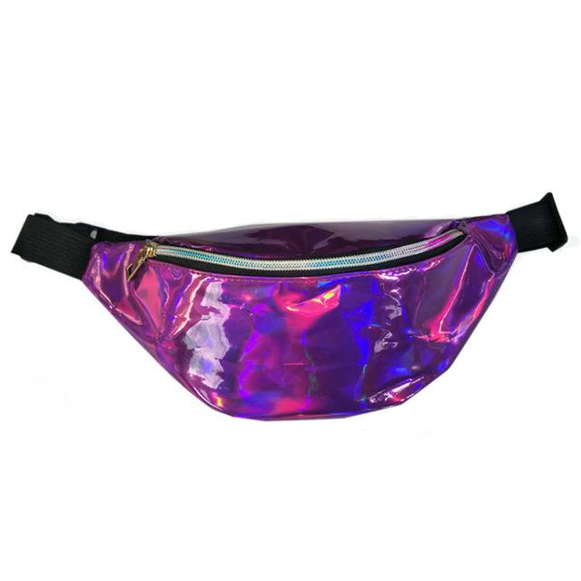 Holographic Geometric Patterned Waist Bag
