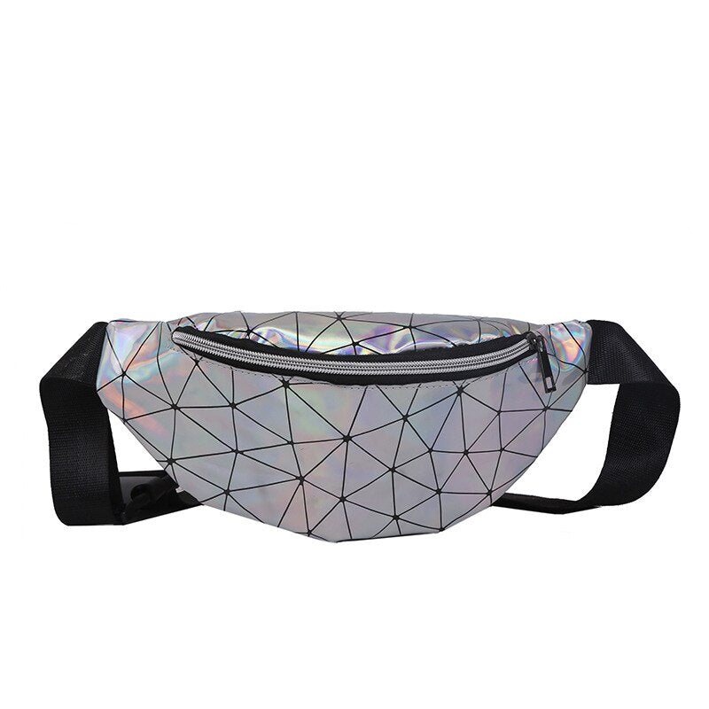 Holographic Geometric Patterned Waist Bag