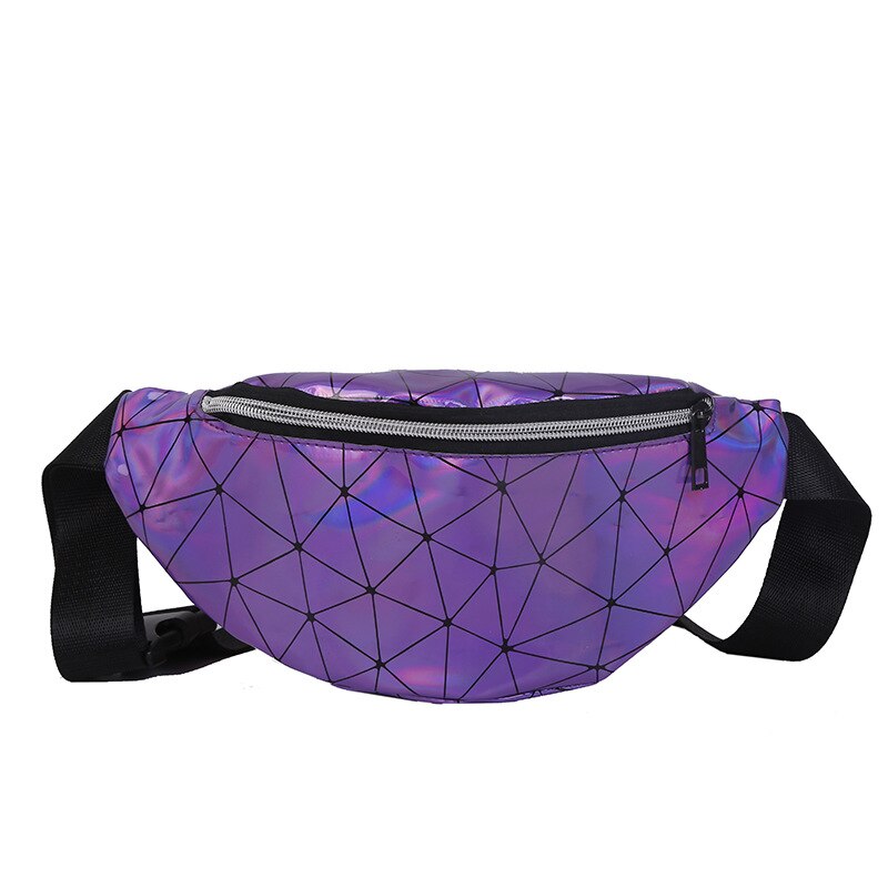 Holographic Geometric Patterned Waist Bag