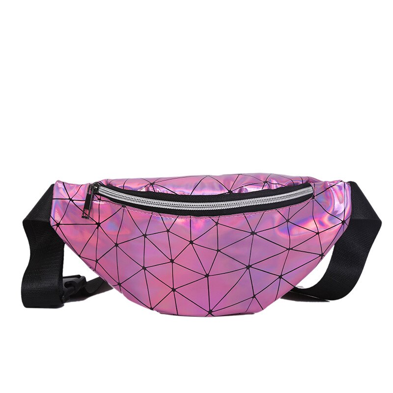 Holographic Geometric Patterned Waist Bag