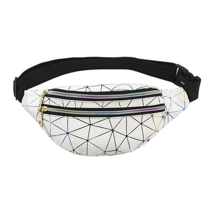 Holographic Geometric Patterned Waist Bag