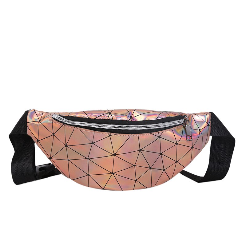 Holographic Geometric Patterned Waist Bag
