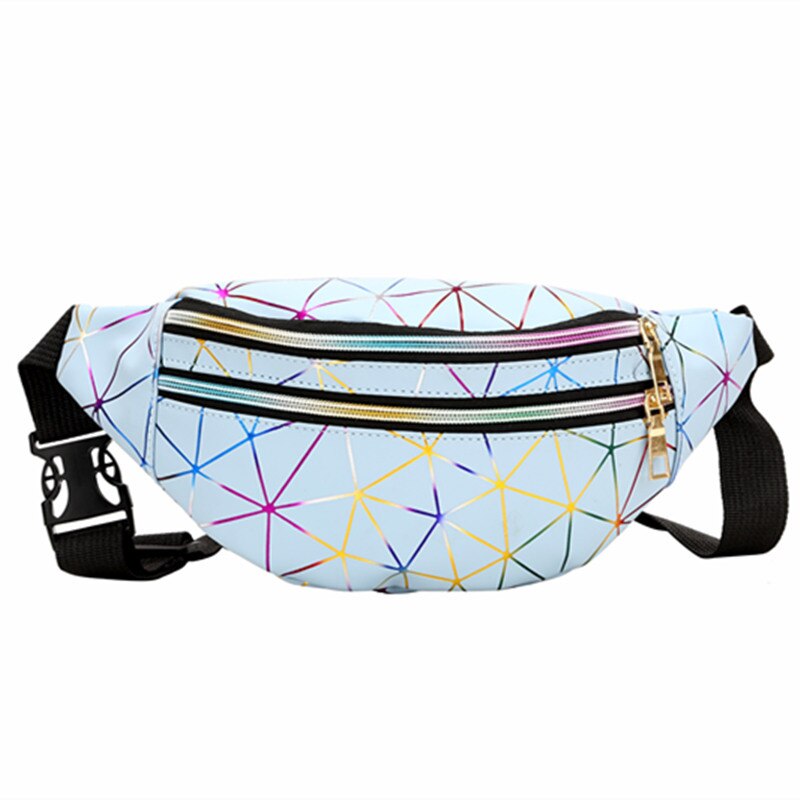 Holographic Geometric Patterned Waist Bag