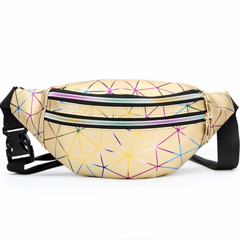 Holographic Geometric Patterned Waist Bag