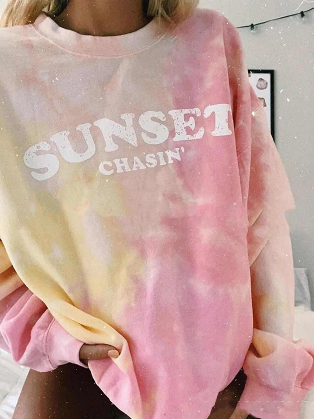 Trendy Tie Dye Pink Print Sweatshirt