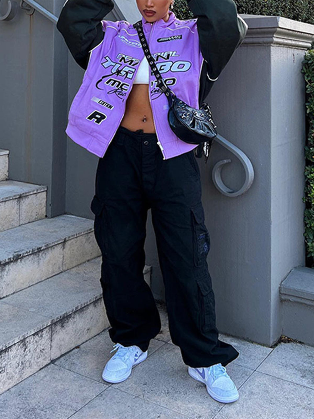 Printed casual loose long-sleeved jacket