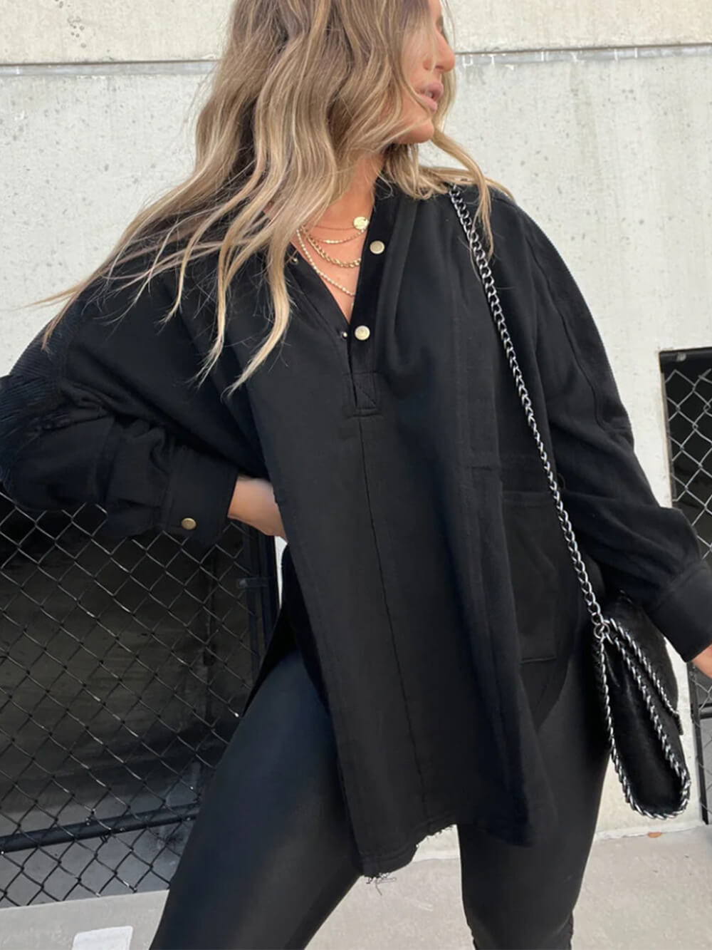 Tong Fashion Loose Casual Splicing Pullover