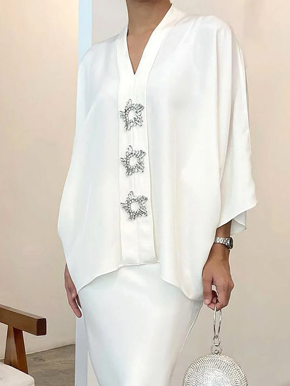 Elegant Solid Color Skirt Two Piece Set