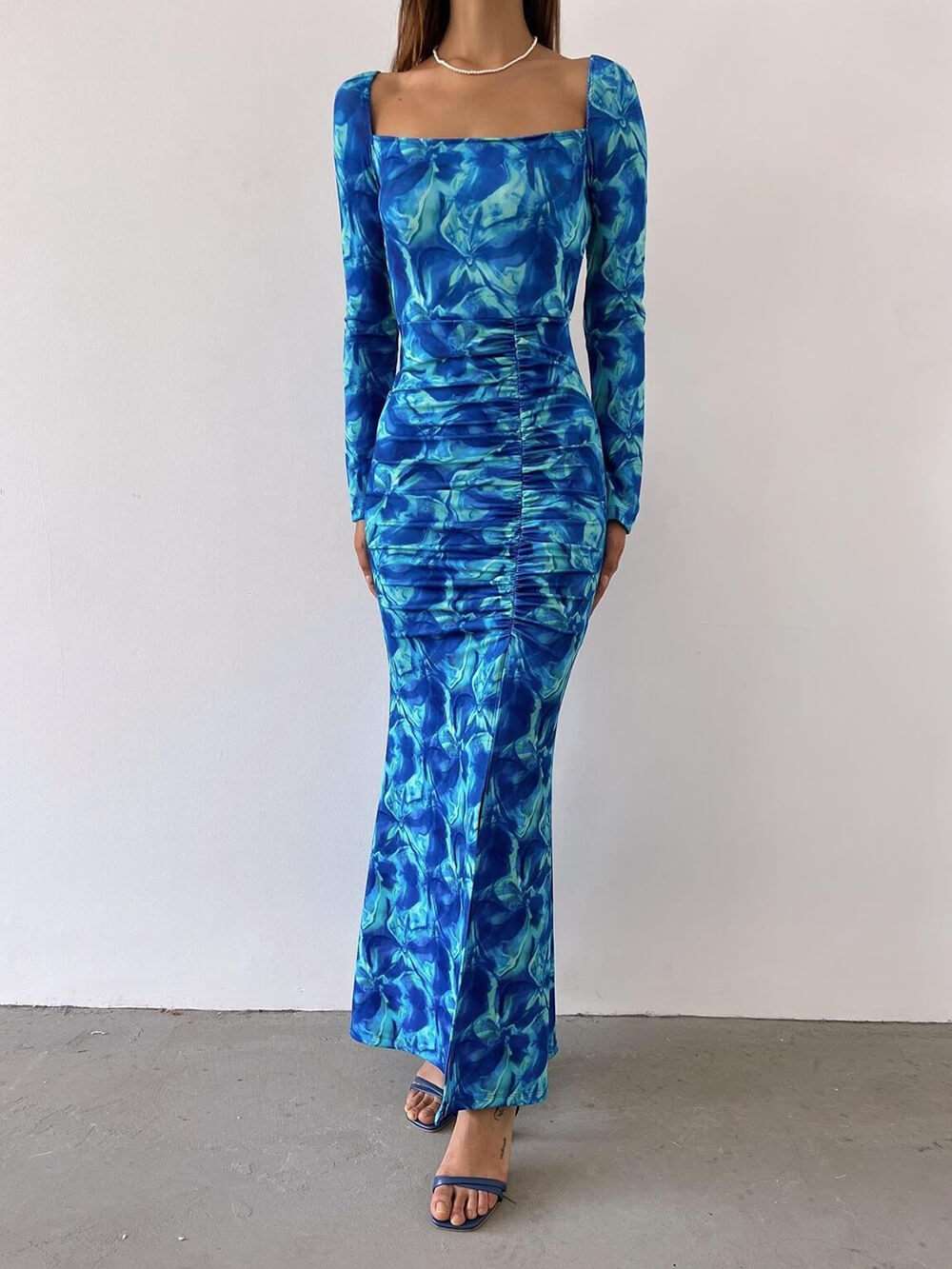 Backless Strappy Smocked Maxi Dress