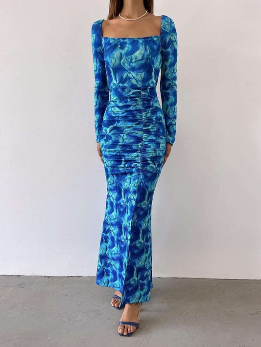 Backless Strappy Smocked Maxi Dress