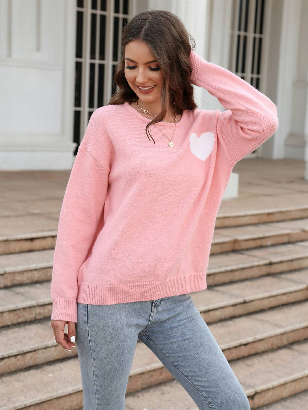 Love on Pulse  Knit Pullover Sweatshirt